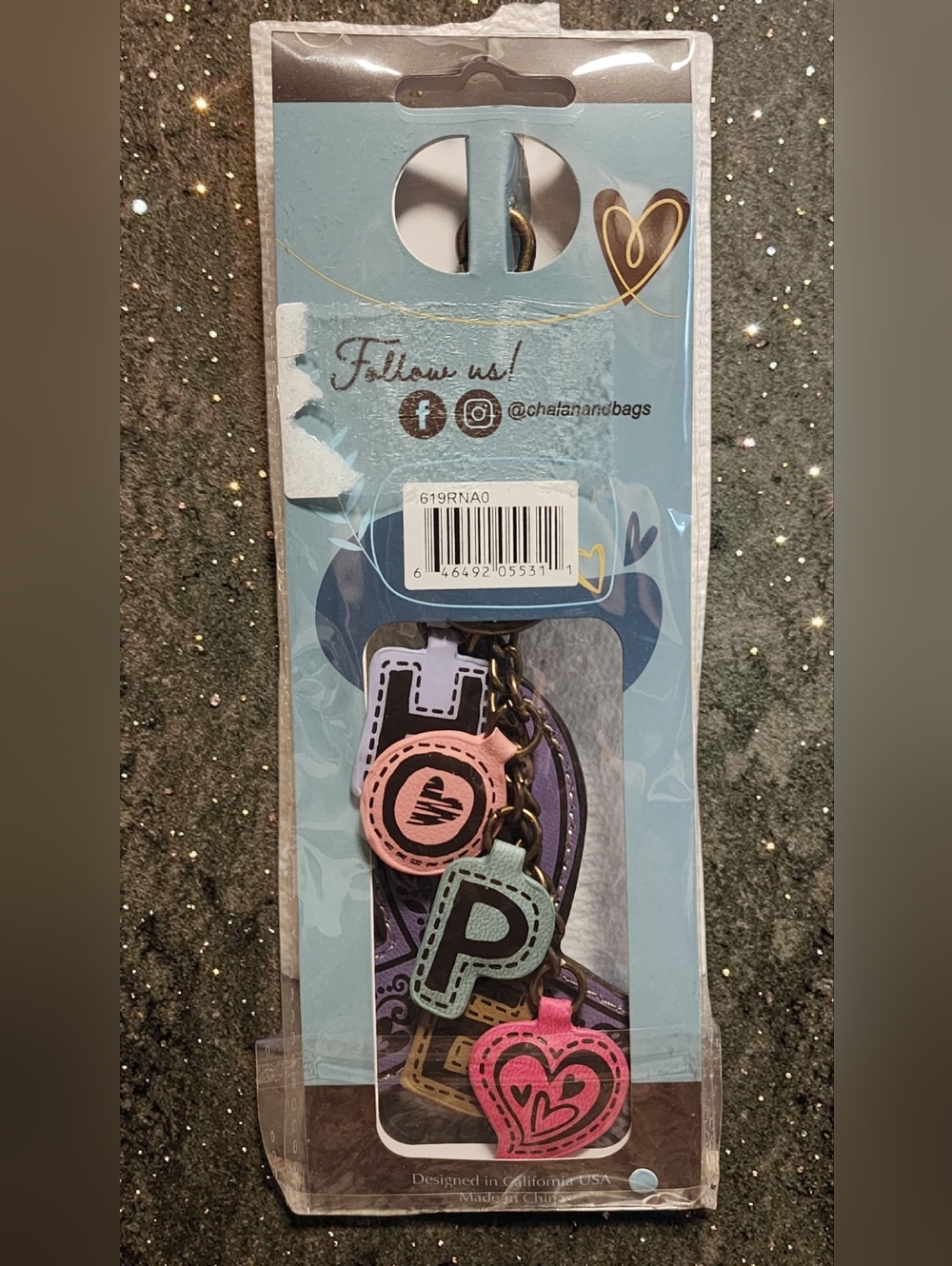 Chala Purple Ribbon Love & Support Key Fob with Gold Heart Accent - Picture 3 of 5